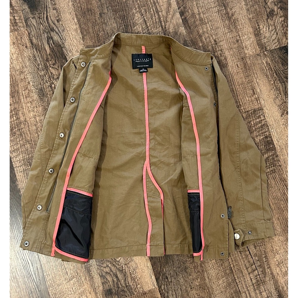 Sanctuary Utility Jacket Women XS Tan Long Sleeve Vented Outdoor Snap Inside Zip - Picture 6 of 13
